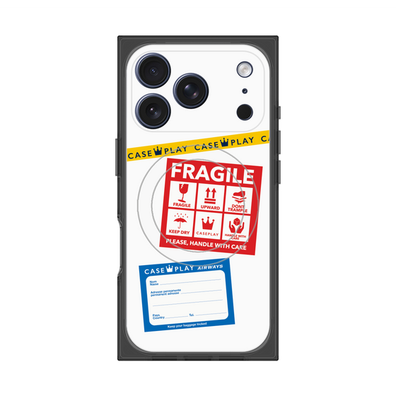 Premium Square Case with MagSafe［ FRAGILE Stickers - White ］