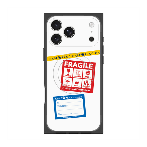 Premium Square Case with MagSafe［ FRAGILE Stickers - White ］