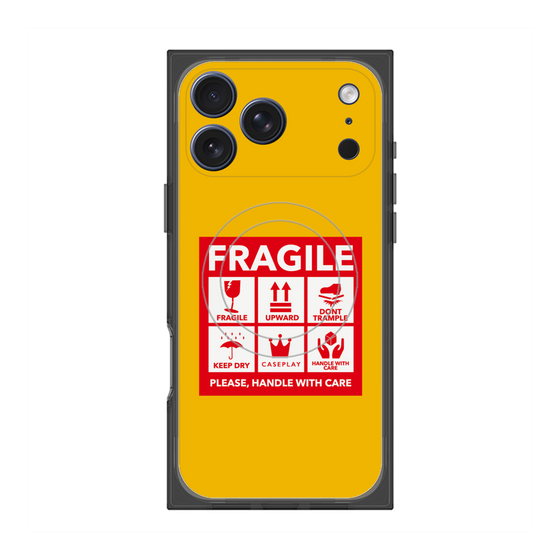 Premium Square Case with MagSafe［ FRAGILE Sticker - Yellow ］