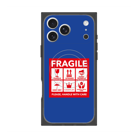 Premium Square Case with MagSafe［ FRAGILE Sticker - Blue ］