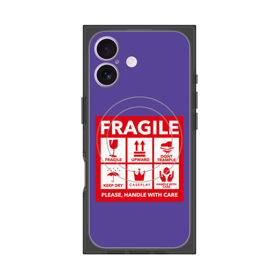 Premium Square Case with MagSafe［ FRAGILE Sticker - Purple ］