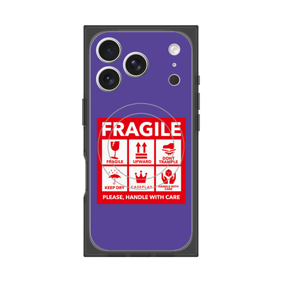 Premium Square Case with MagSafe［ FRAGILE Sticker - Purple ］
