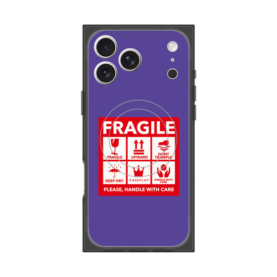 Premium Square Case with MagSafe［ FRAGILE Sticker - Purple ］