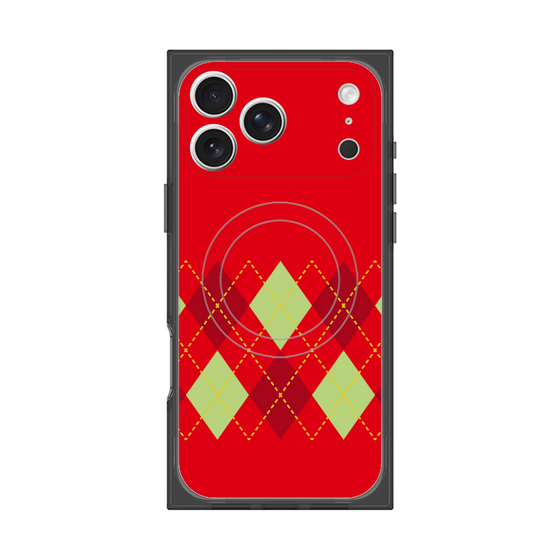 Premium Square Case with MagSafe［ Nordic Argyle - Red ］