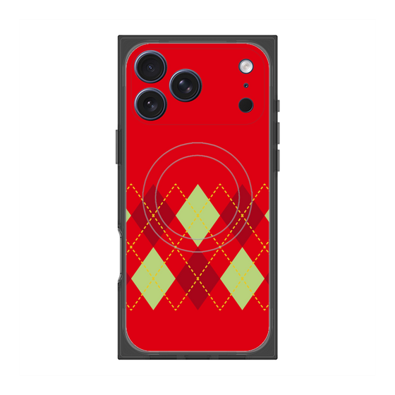 Premium Square Case with MagSafe［ Nordic Argyle - Red ］