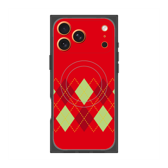 Premium Square Case with MagSafe［ Nordic Argyle - Red ］