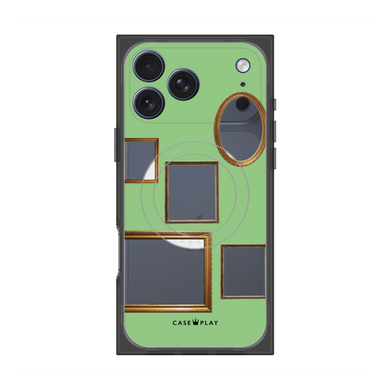 Premium Square Case with MagSafe［ Photo Frames - Light Green ］