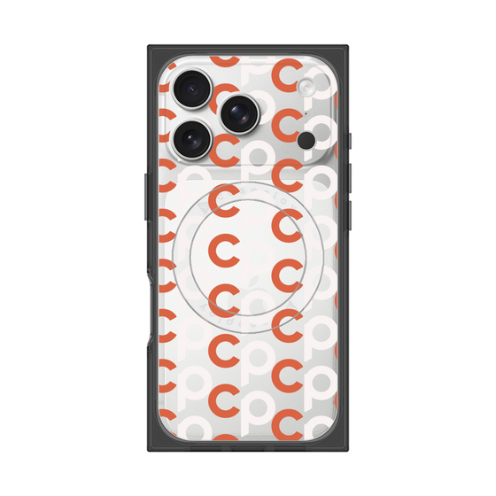 Premium Square Case with MagSafe［ Original - CASEPLAY Initial All-over Pattern - Orange ］
