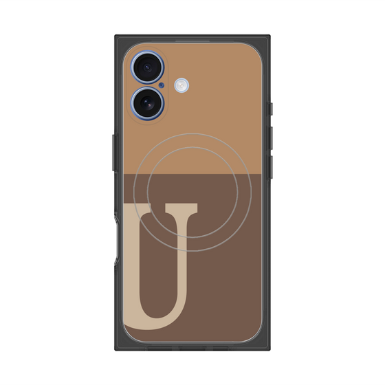 Premium Square Case with MagSafe［ Original - initial two tone - U brown ］