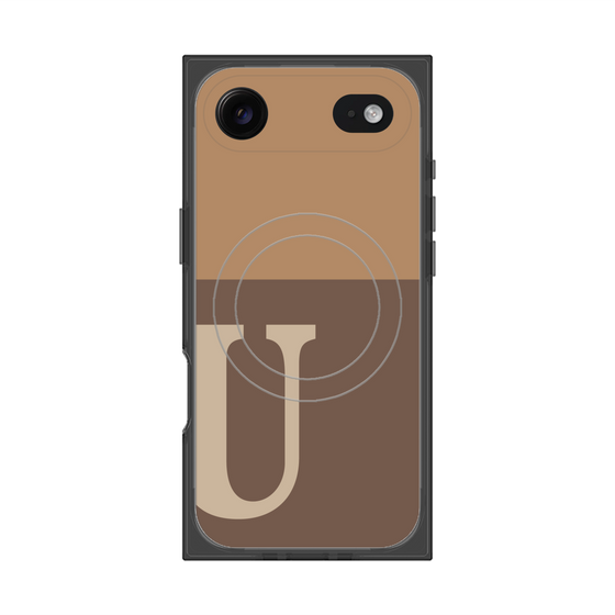 Premium Square Case with MagSafe［ Original - initial two tone - U brown ］