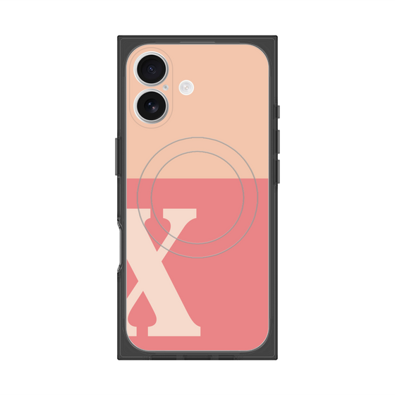 Premium Square Case with MagSafe［ Original - initial two tone - X pink ］