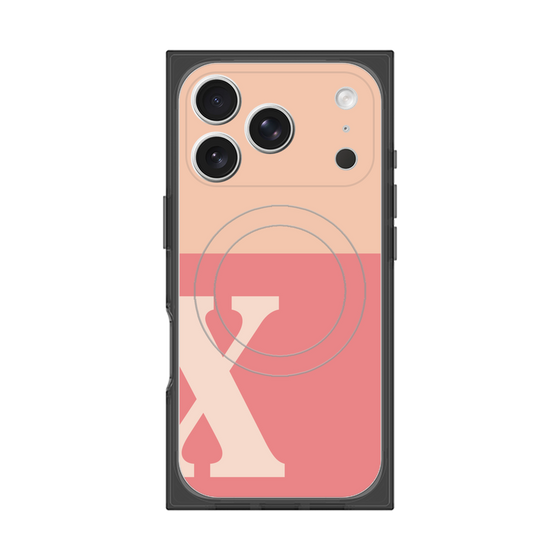 Premium Square Case with MagSafe［ Original - initial two tone - X pink ］
