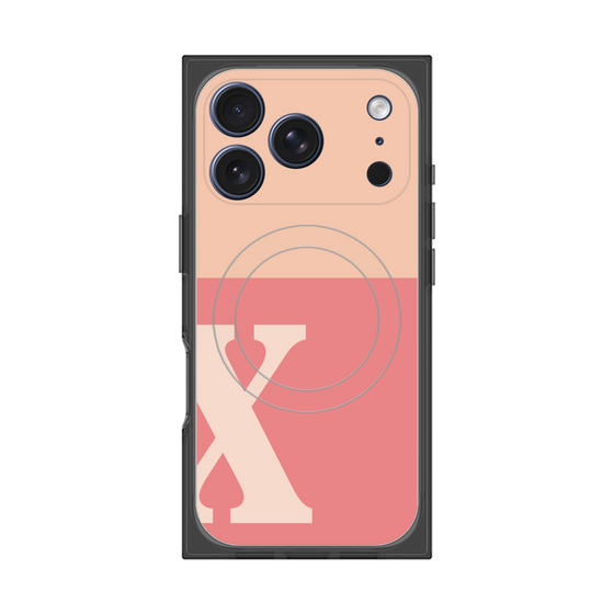 Premium Square Case with MagSafe［ Original - initial two tone - X pink ］
