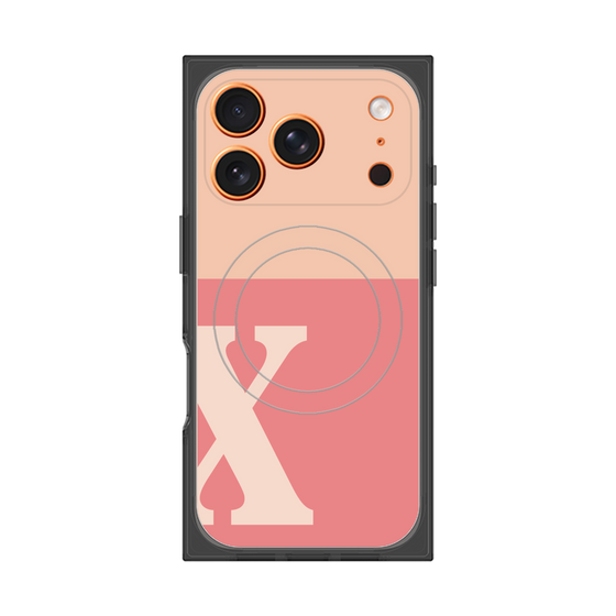 Premium Square Case with MagSafe［ Original - initial two tone - X pink ］