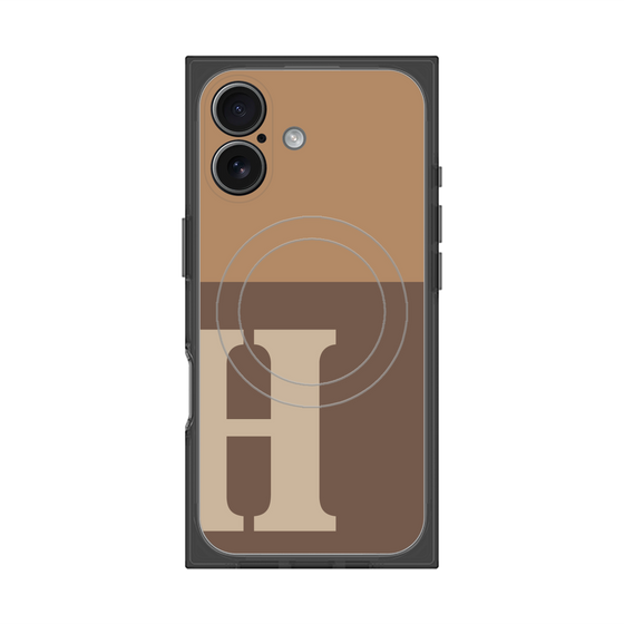 Premium Square Case with MagSafe［ Original - initial two tone - H brown ］