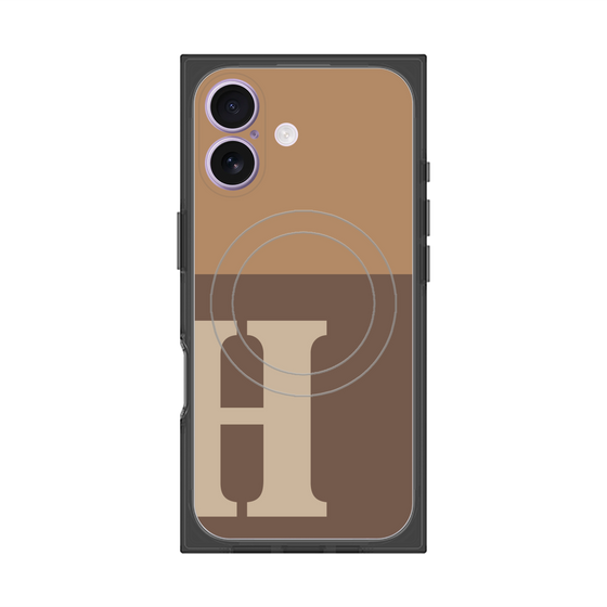 Premium Square Case with MagSafe［ Original - initial two tone - H brown ］