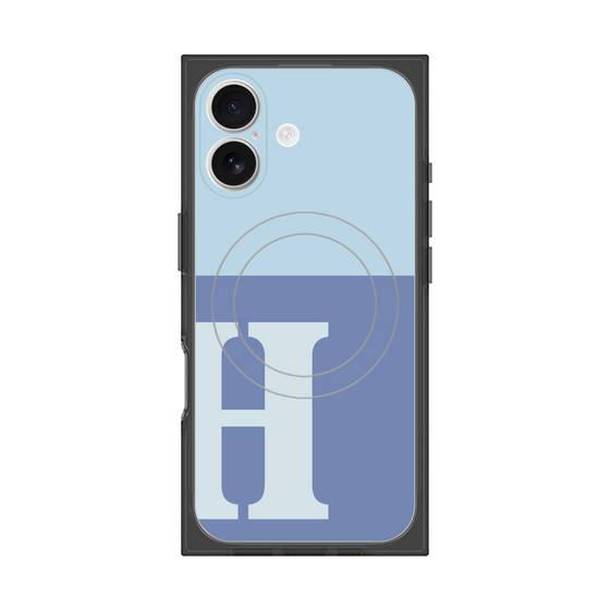 Premium Square Case with MagSafe［ Original - initial two tone - H blue ］