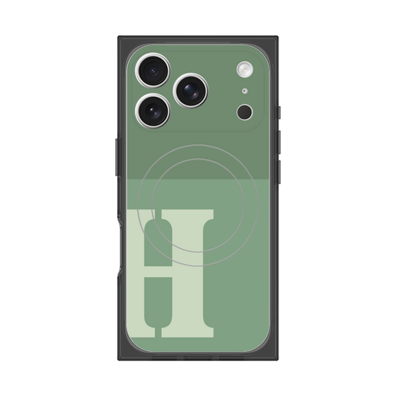 Premium Square Case with MagSafe［ Original - initial two tone - H green ］