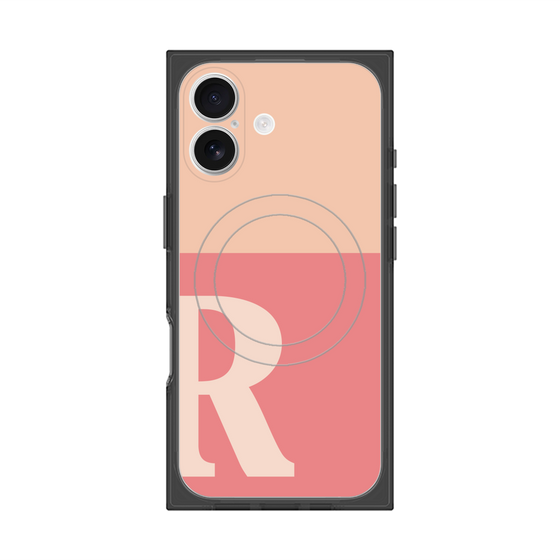 Premium Square Case with MagSafe［ Original - initial two tone - R pink ］