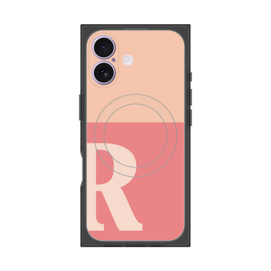 Premium Square Case with MagSafe［ Original - initial two tone - R pink ］