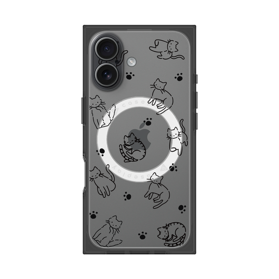 Premium Square Case with MagSafe［ Original - CASEPLAY Cat All-over Pattern - black ］