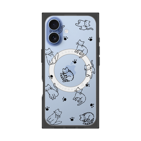 Premium Square Case with MagSafe［ Original - CASEPLAY Cat All-over Pattern - black ］