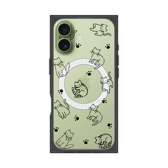 Premium Square Case with MagSafe［ Original - CASEPLAY Cat All-over Pattern - black ］