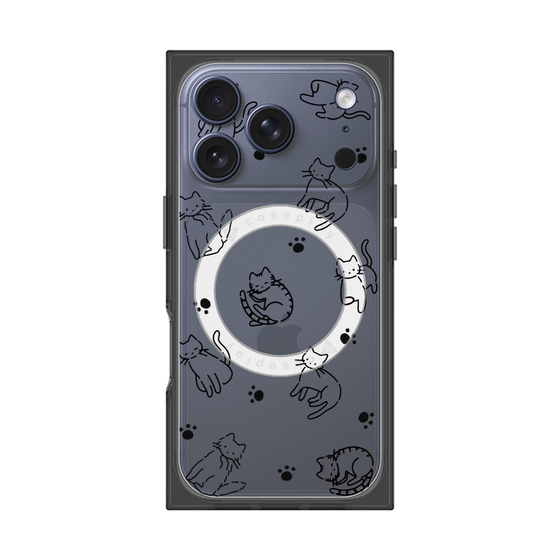 Premium Square Case with MagSafe［ Original - CASEPLAY Cat All-over Pattern - black ］