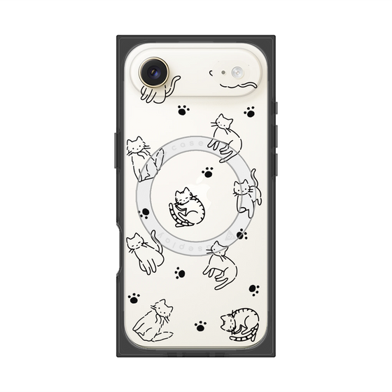 Premium Square Case with MagSafe［ Original - CASEPLAY Cat All-over Pattern - black ］