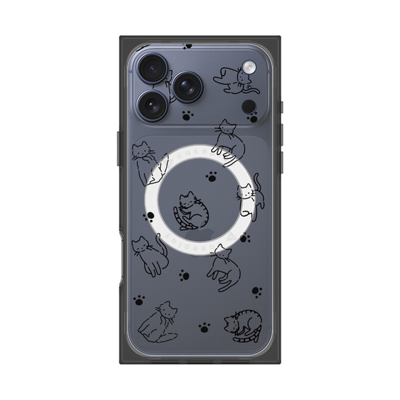 Premium Square Case with MagSafe［ Original - CASEPLAY Cat All-over Pattern - black ］