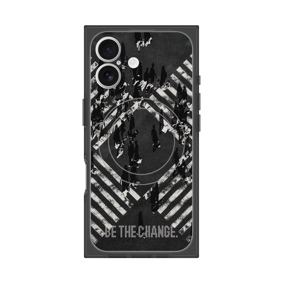 Premium Square Case with MagSafe［ Original - Dot Overlay - BE THE CHANGE/B ］