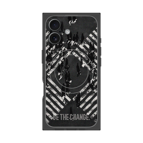 Premium Square Case with MagSafe［ Original - Dot Overlay - BE THE CHANGE/B ］