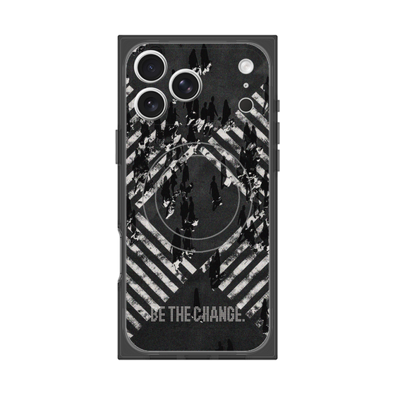 Premium Square Case with MagSafe［ Original - Dot Overlay - BE THE CHANGE/B ］