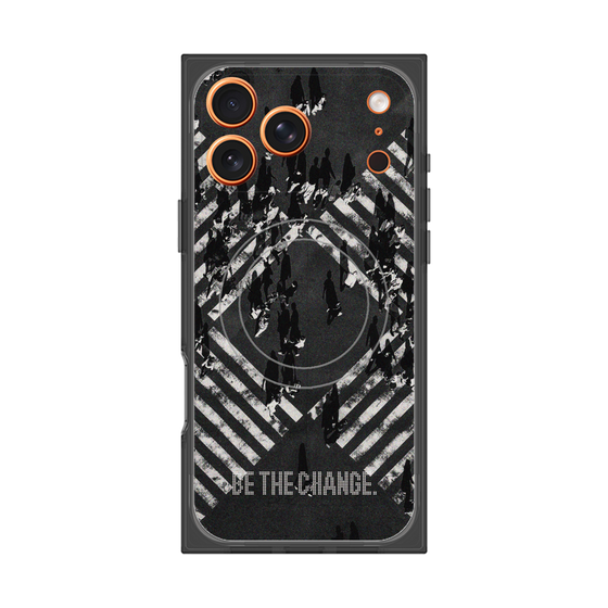 Premium Square Case with MagSafe［ Original - Dot Overlay - BE THE CHANGE/B ］