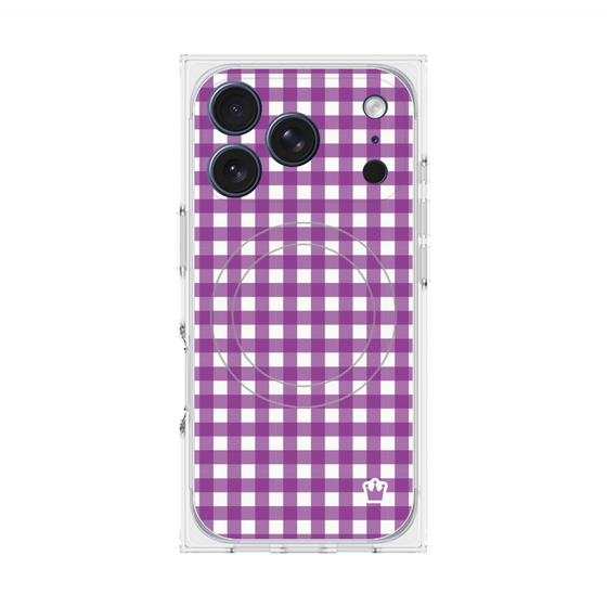 Premium Square Case with MagSafe［ Checkered Purple ］