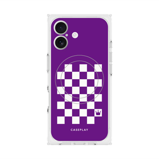Premium Square Case with MagSafe［ Racing Checkered Flag Purple ］