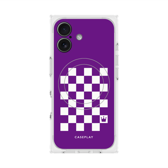 Premium Square Case with MagSafe［ Racing Checkered Flag Purple ］