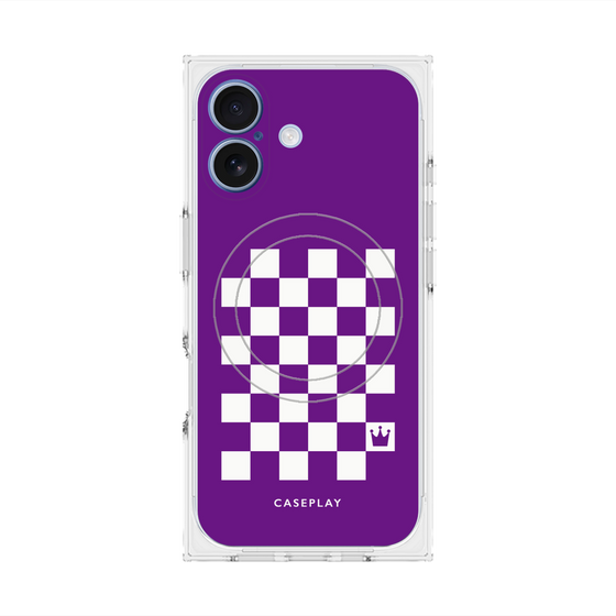 Premium Square Case with MagSafe［ Racing Checkered Flag Purple ］