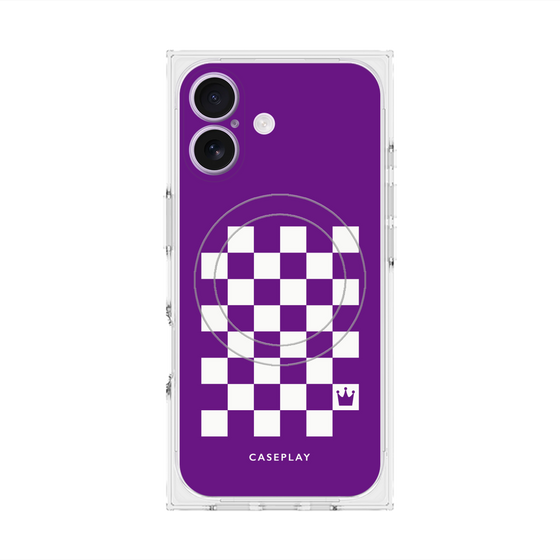 Premium Square Case with MagSafe［ Racing Checkered Flag Purple ］