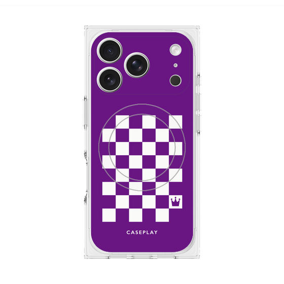 Premium Square Case with MagSafe［ Racing Checkered Flag Purple ］
