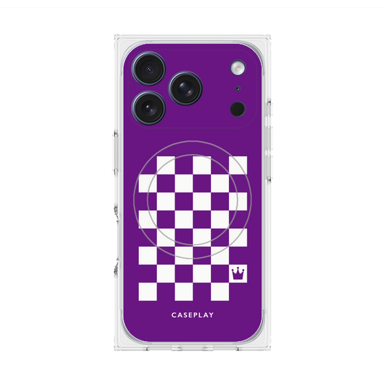 Premium Square Case with MagSafe［ Racing Checkered Flag Purple ］