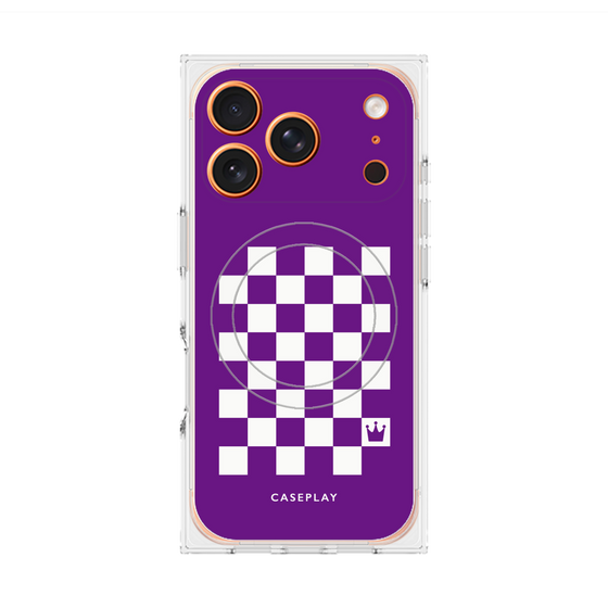 Premium Square Case with MagSafe［ Racing Checkered Flag Purple ］