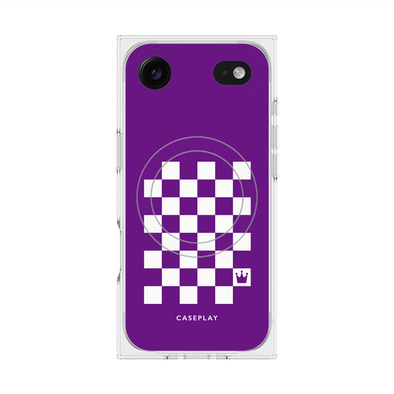 Premium Square Case with MagSafe［ Racing Checkered Flag Purple ］