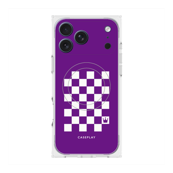 Premium Square Case with MagSafe［ Racing Checkered Flag Purple ］