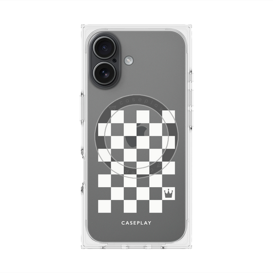 Premium Square Case with MagSafe［ Racing Checkered Flag White ］