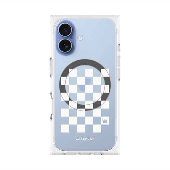 Premium Square Case with MagSafe［ Racing Checkered Flag White ］