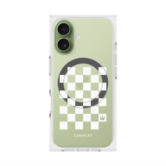 Premium Square Case with MagSafe［ Racing Checkered Flag White ］