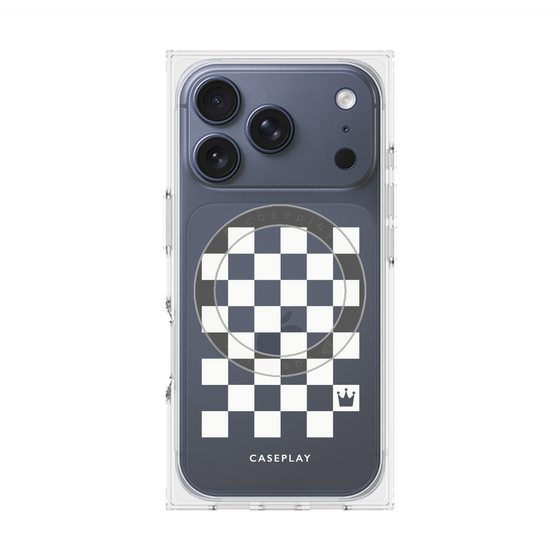 Premium Square Case with MagSafe［ Racing Checkered Flag White ］