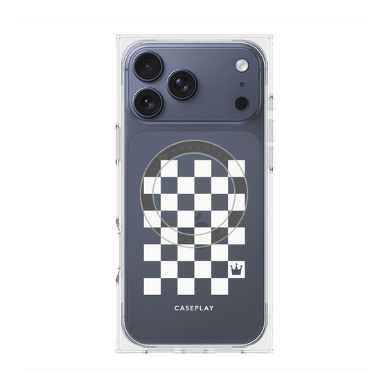 Premium Square Case with MagSafe［ Racing Checkered Flag White ］