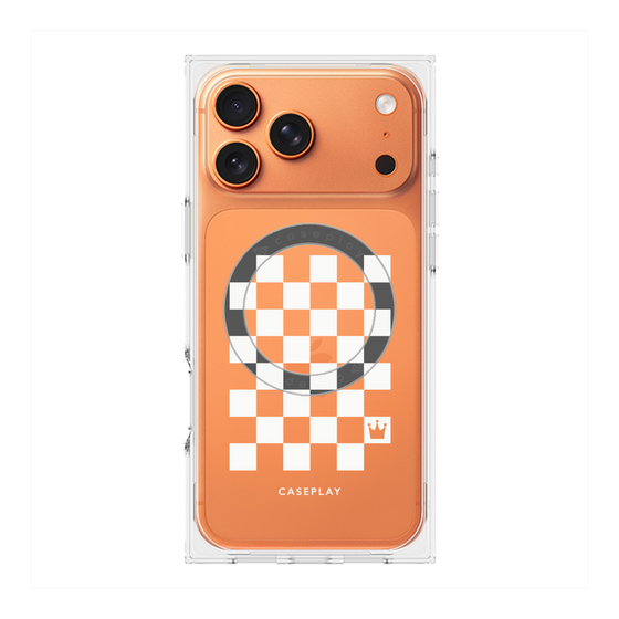 Premium Square Case with MagSafe［ Racing Checkered Flag White ］